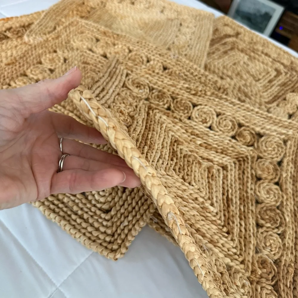 Beautiful set of 6 woven natural fiber placemats in a warm neutral tone